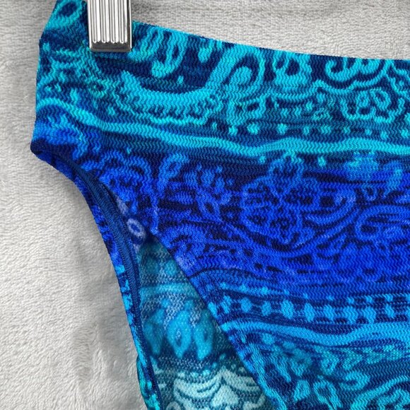 Swim Systems Vintage 34D/ M Blue Green 2 Piece High Waisted Bikini Swimsuit - Picture 5 of 13
